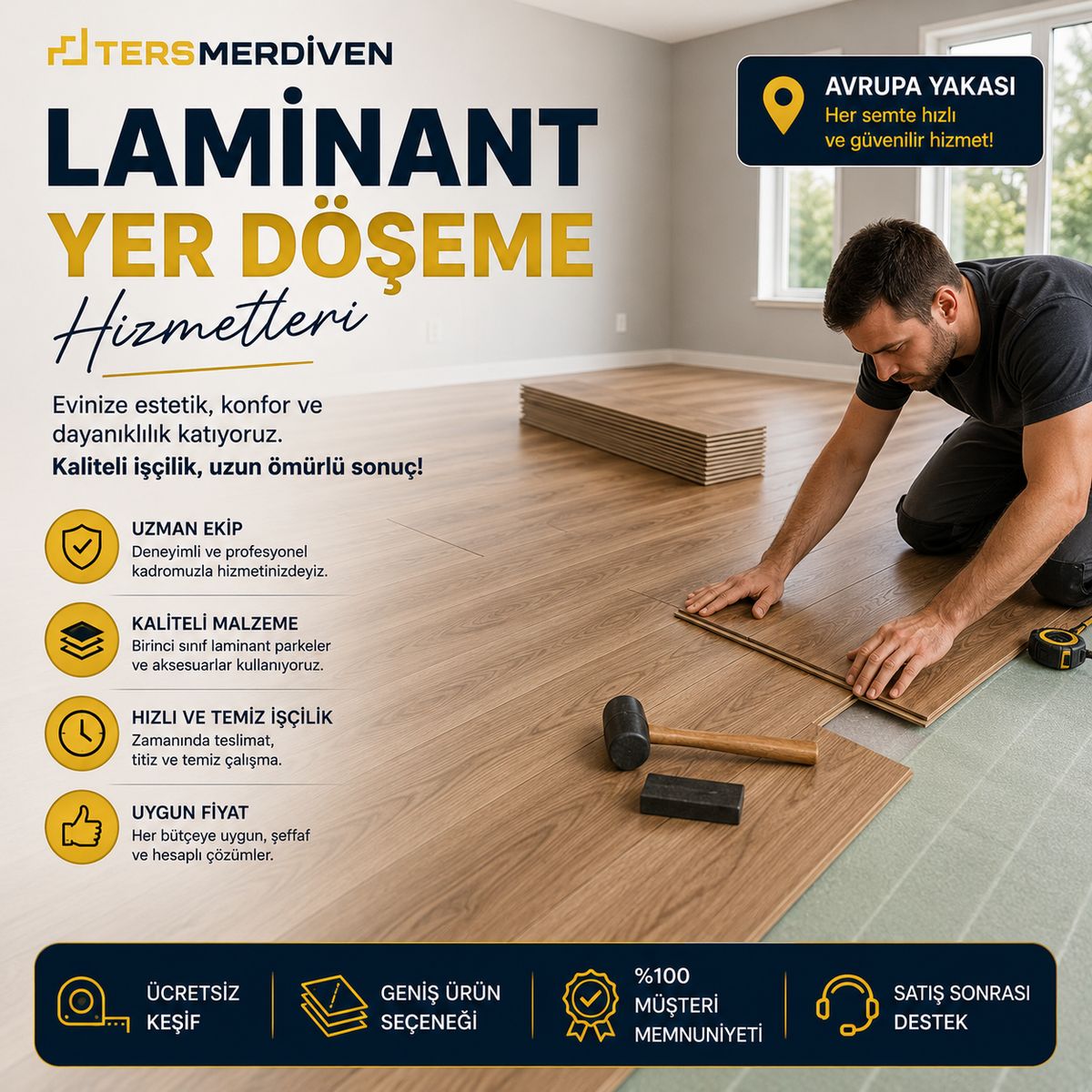 150 M2 laminant döşeme
